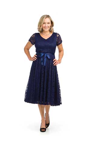 PD-16582 - FLORAL LACE SHORT SLEEVE MIDI DRSS - Colors: NAVY, WHITE - Available Sizes:XS-XXL - Catalog Page:7 